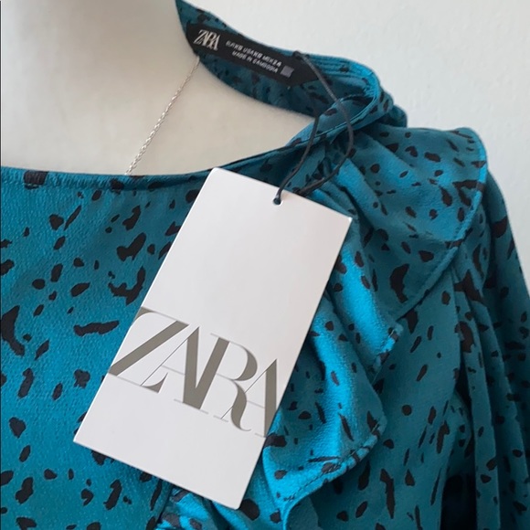 Zara - Green Blue Black Leopard Dress - Picture 10 of 13